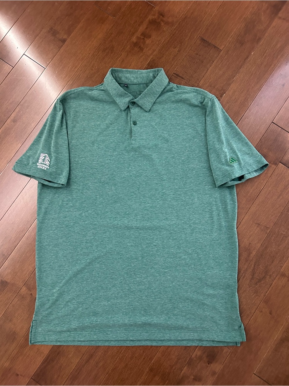 adidas Golf Wooden Sticks Heather Green Polo – Men’s Large
